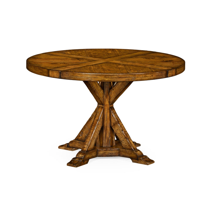 SwayLiving Casual Accents Country Walnut Round Wood Dining Table DINING TABLES