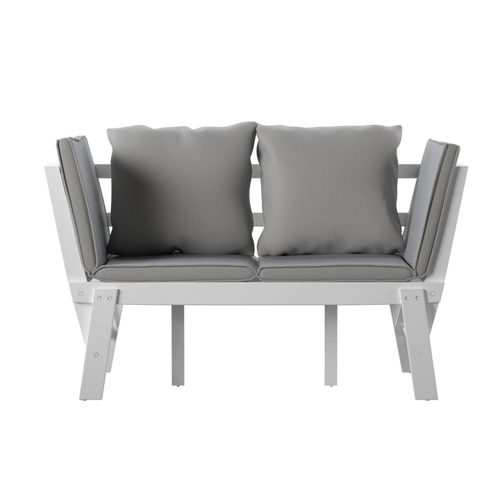SwayLiving Holly & Martin Dolavon Outdoor Convertible Lounge Chair – White w/ Gray Cushions OUTDOOR CHAISE LOUNGES