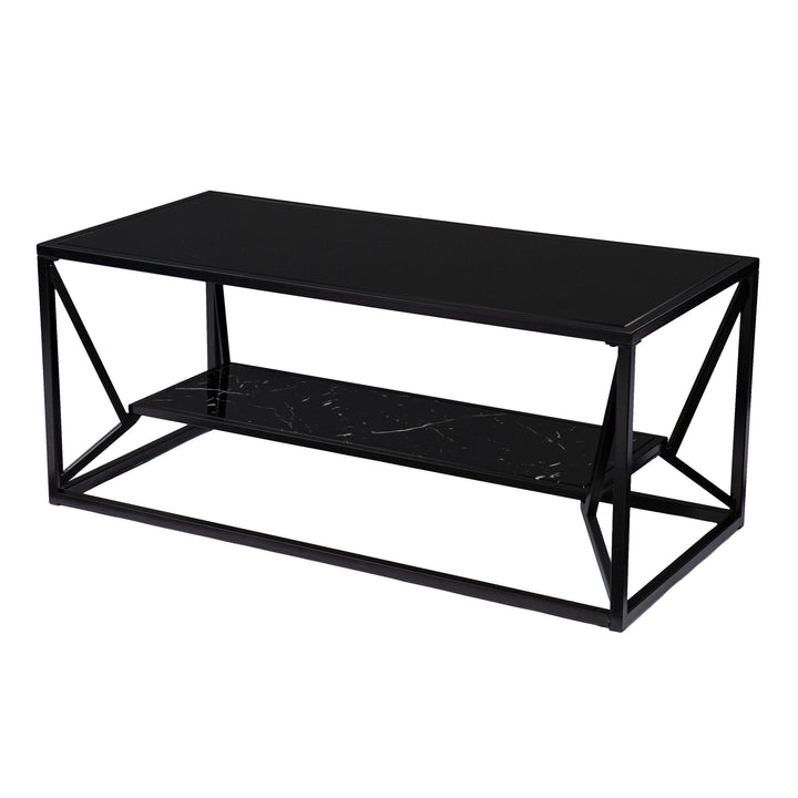 SwayLiving Argall Glass-Top Cocktail Table w/ Storage COFFEE TABLES