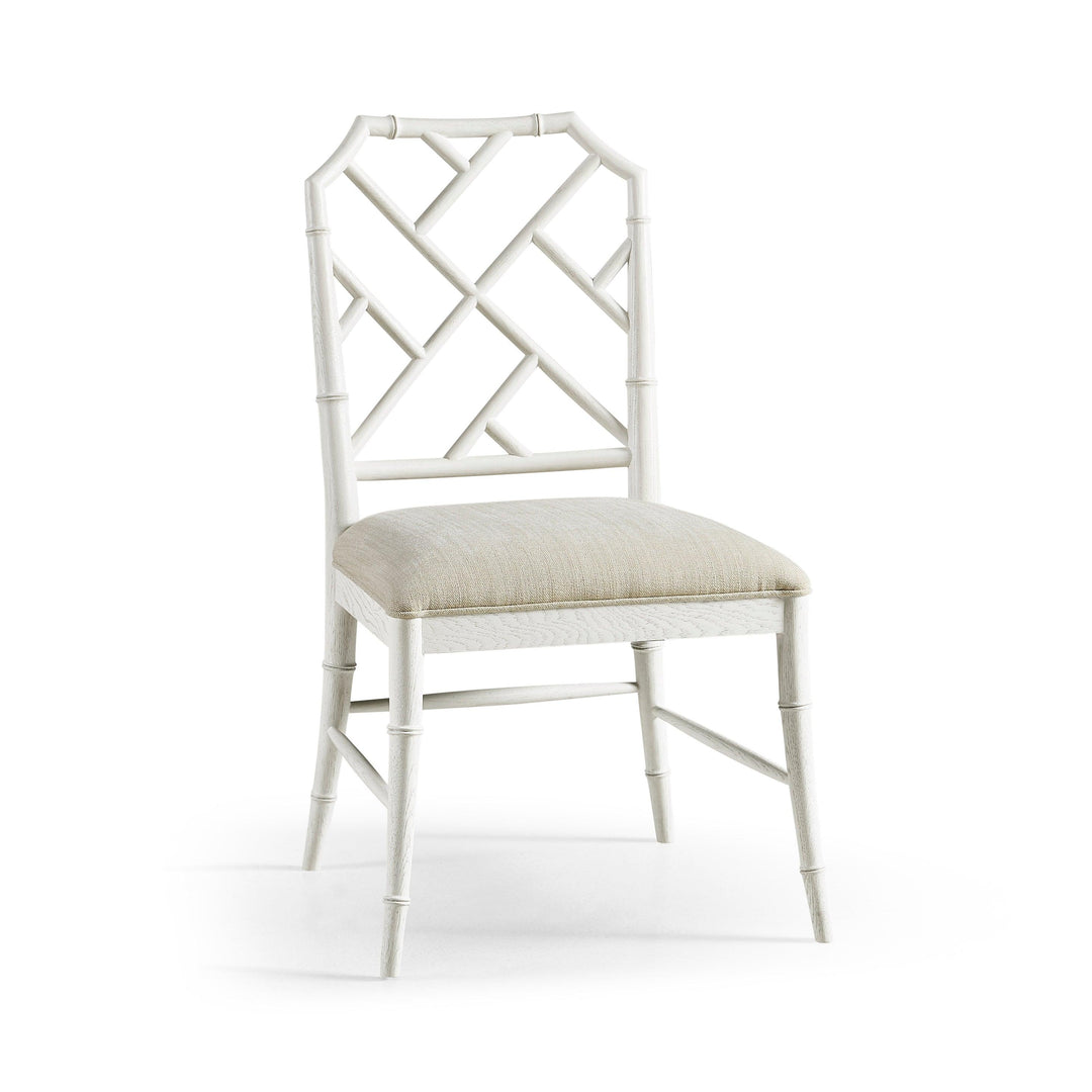 SwayLiving Timeless Saros Chippendale Bamboo Side Chair in Chalk White - Set Of 2 DINING CHAIRS