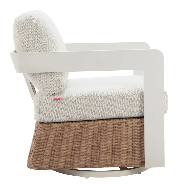 SwayLiving Gelo Swivel Chair White & Brown outd