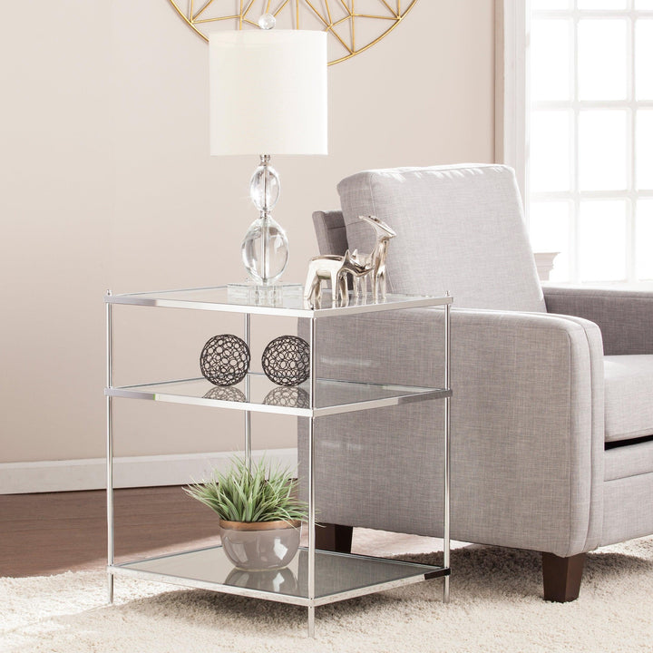 SwayLiving Knox Glam Mirrored Side Table - Chrome ACCENT TABLES