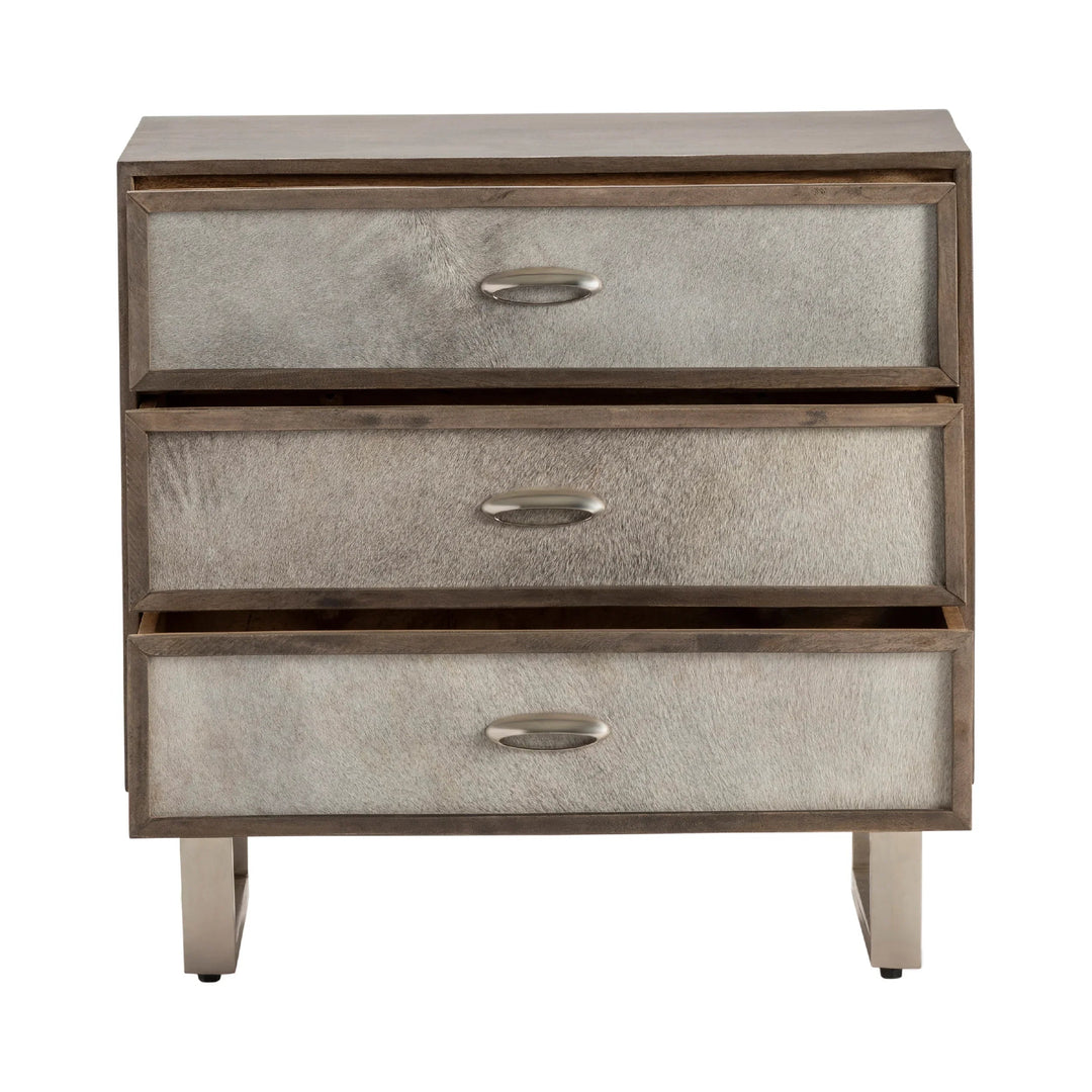 SwayLiving Three-Drawer Chest With Hair-On-Hide Fronts NIGHTSTANDS