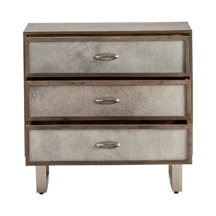 SwayLiving Three-Drawer Chest With Hair-On-Hide Fronts NIGHTSTANDS