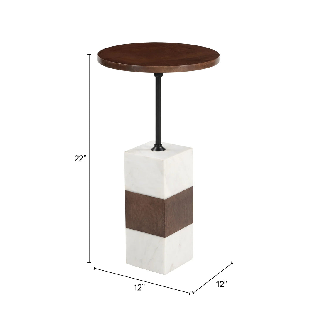 SwayLiving Stuk Side Table Brown & White ACCENT TABLES