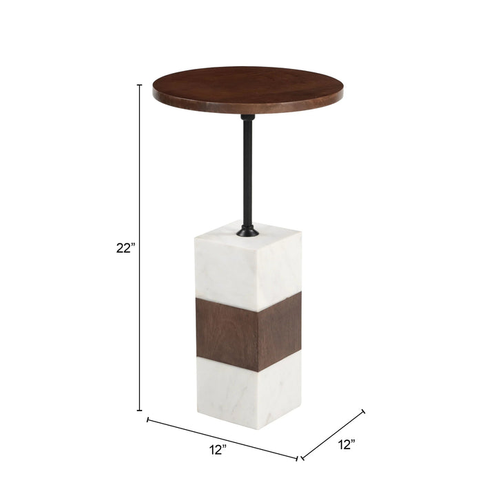 SwayLiving Stuk Side Table Brown & White ACCENT TABLES