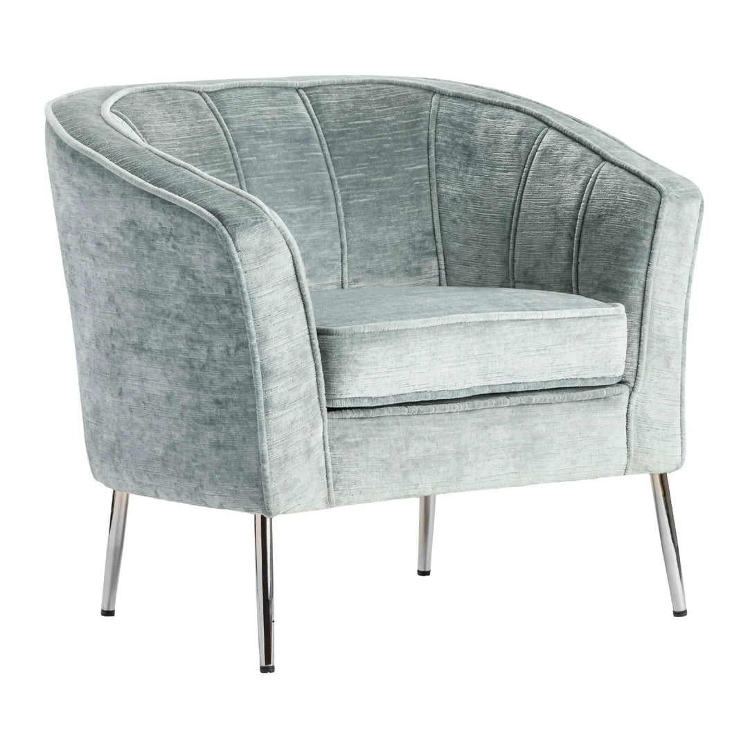 SwayLiving Seafoam Barrel Chair With Chrome Tapered Legs Accent Chairs