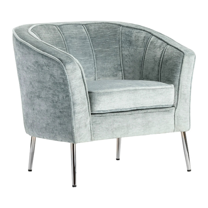 SwayLiving Seafoam Barrel Chair With Chrome Tapered Legs Accent Chairs