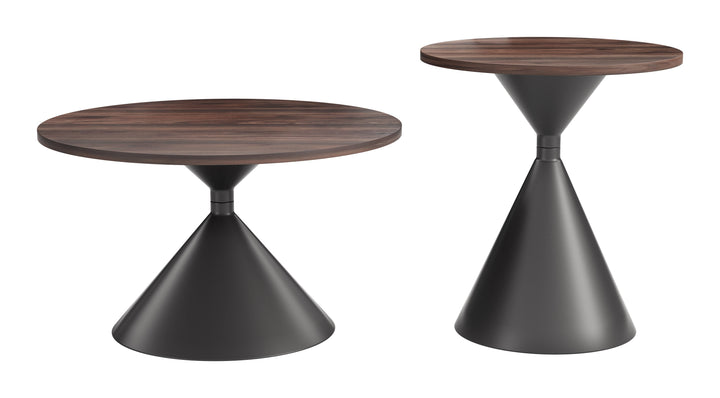 Rosk Coffee Table Set (2-Piece) Walnut & Black
