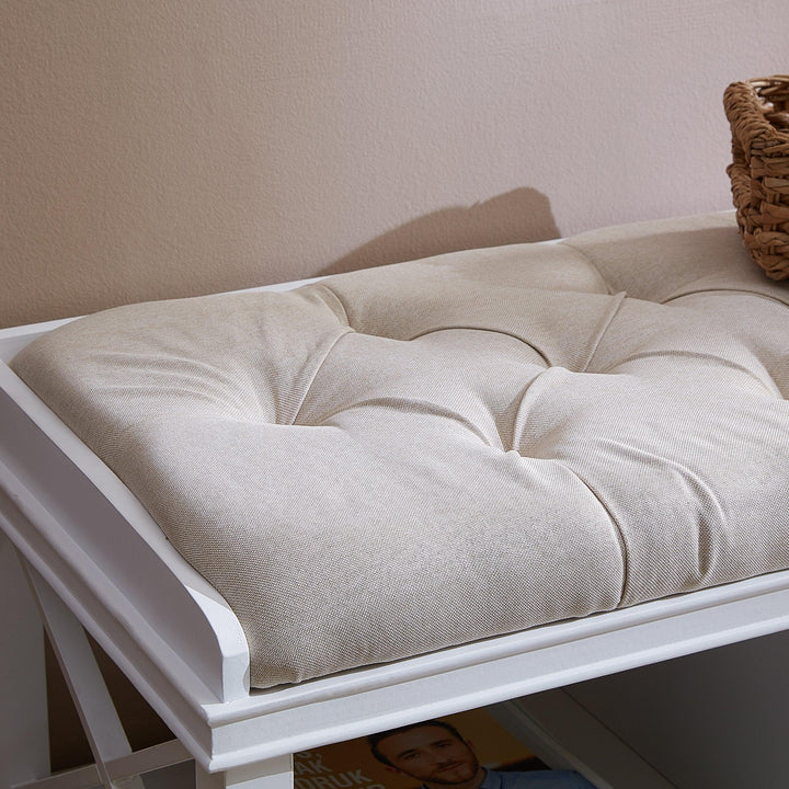 SwayLiving Wyndcliff White Upholstered Storage Bench BENCHES