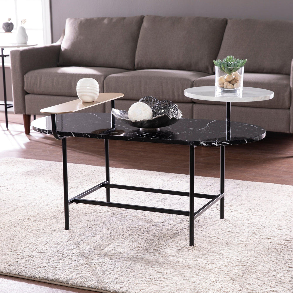 SwayLiving Arcklid Faux Marble Cocktail Table w/ Storage COFFEE TABLES