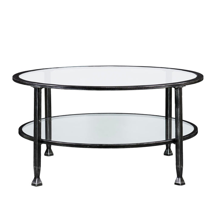 SwayLiving Jaymes Metal/Glass Round Cocktail Table - Black COFFEE TABLES