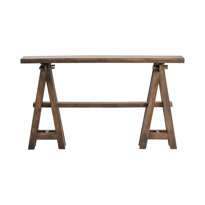 SwayLiving Rustic Sawhorse Trestle Console Accent Tables