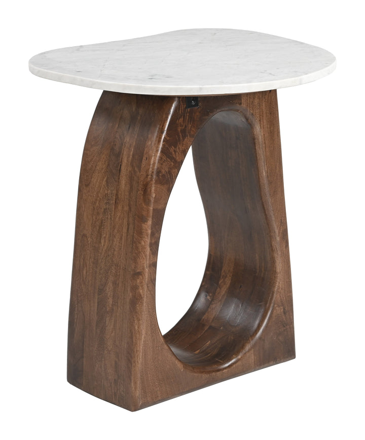 Vara Side Table White & Walnut