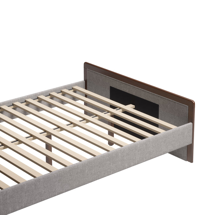 Somune Queen Bed Gray & Walnut
