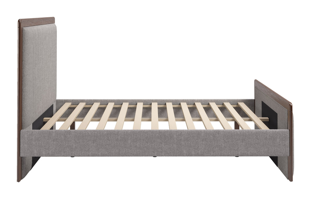 Somune Queen Bed Gray & Walnut