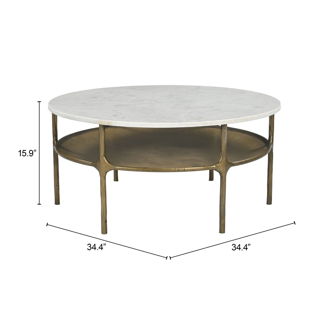 SwayLiving Bild Coffee Table White & Brass COFFEE TABLES