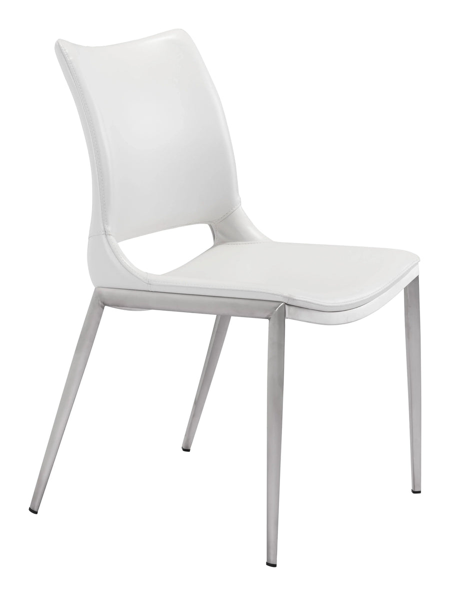 SwayLiving Ace Dining Chair (Set of 2) White & Silver DINING CHAIRS