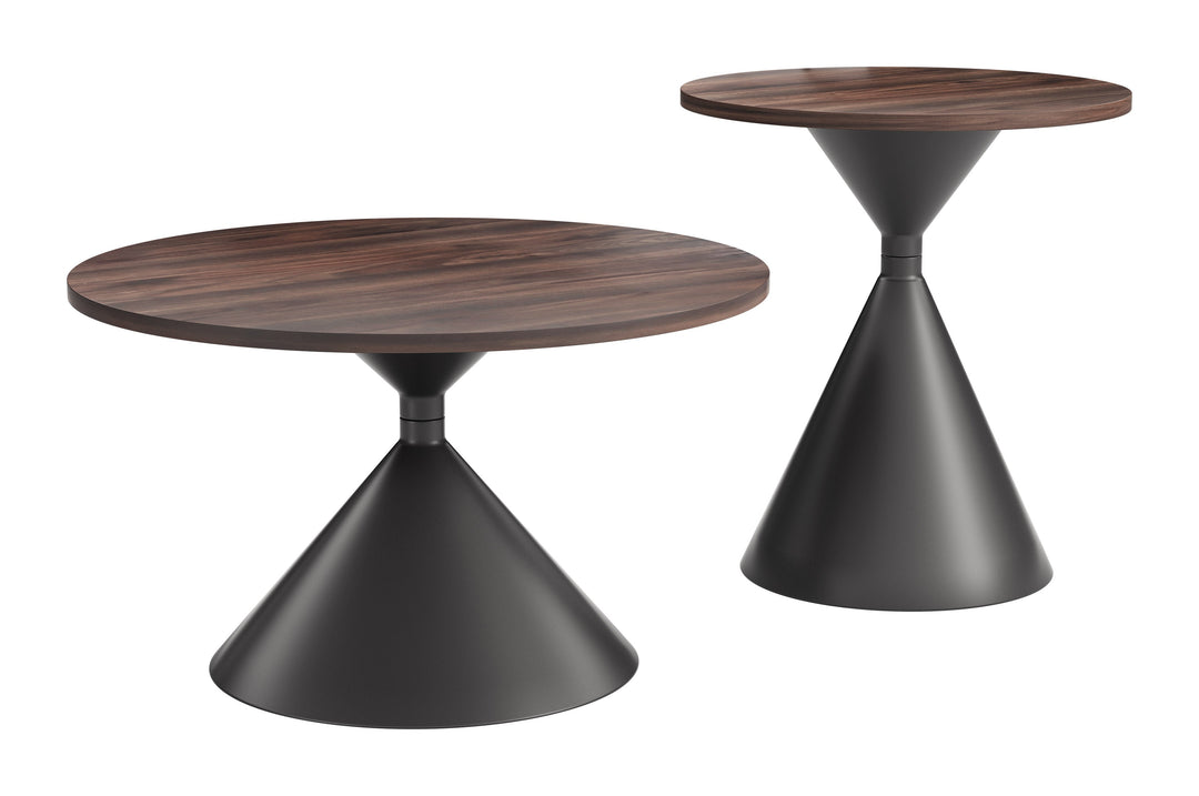 Rosk Coffee Table Set (2-Piece) Walnut & Black