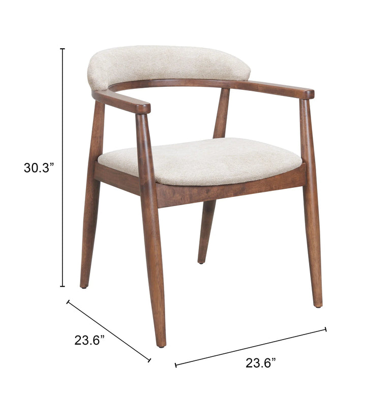 SwayLiving Goka Dining Chair Beige & Walnut - Set of 2 DINING CHAIRS
