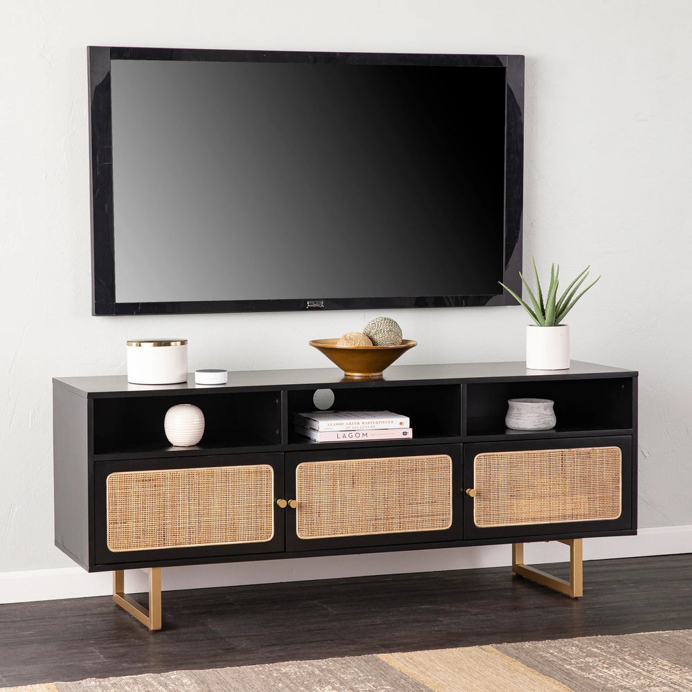 SwayLiving Mursley Media Cabinet w/ Storage - Black MEDIA + TV STANDS