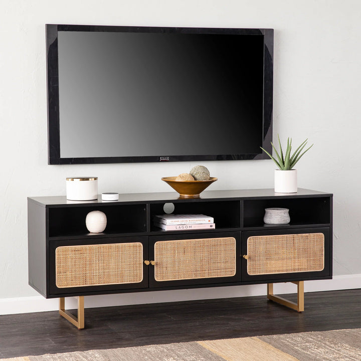 SwayLiving Mursley Media Cabinet w/ Storage - Black MEDIA + TV STANDS