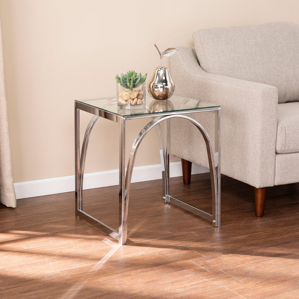 SwayLiving Stevenly Square Glass-Top End Table ACCENT TABLES