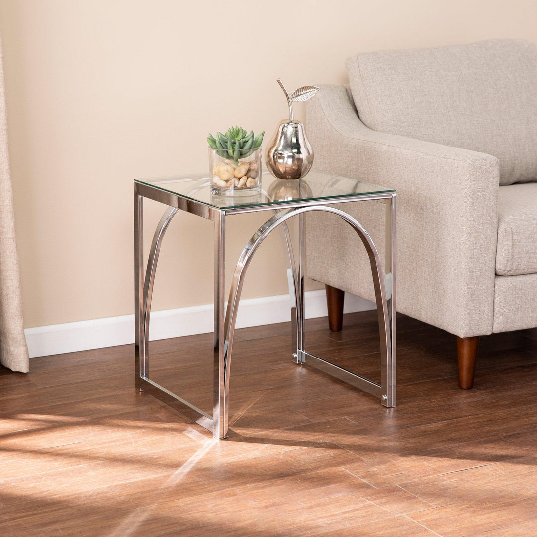 SwayLiving Stevenly Square Glass-Top End Table ACCENT TABLES