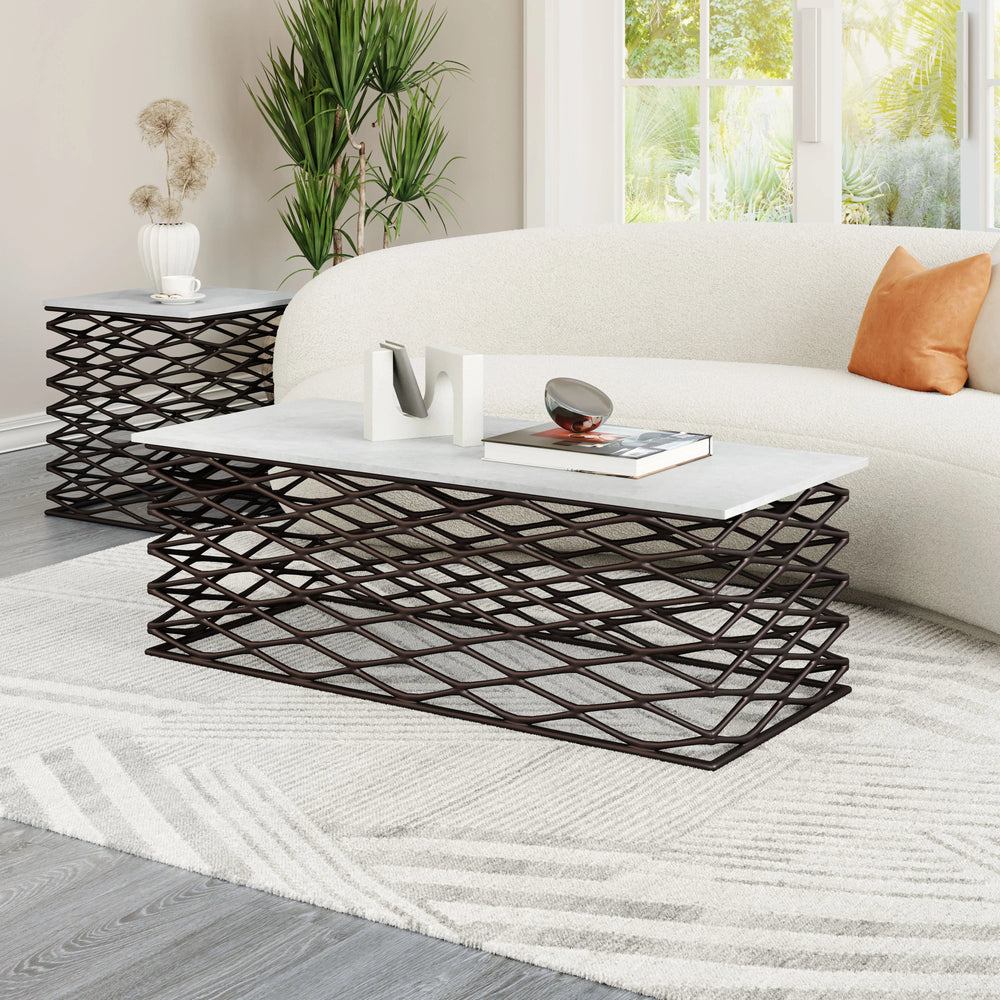 SwayLiving Duchess Coffee Table White & Antique Bronze COFFEE TABLES