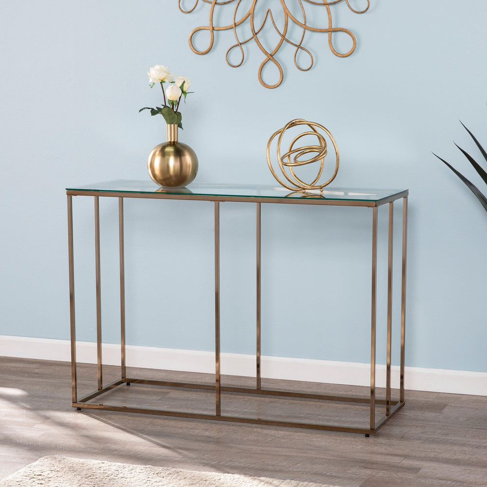 SwayLiving Nicholance Contemporary Glass-Top Console Table CONSOLE TABLES