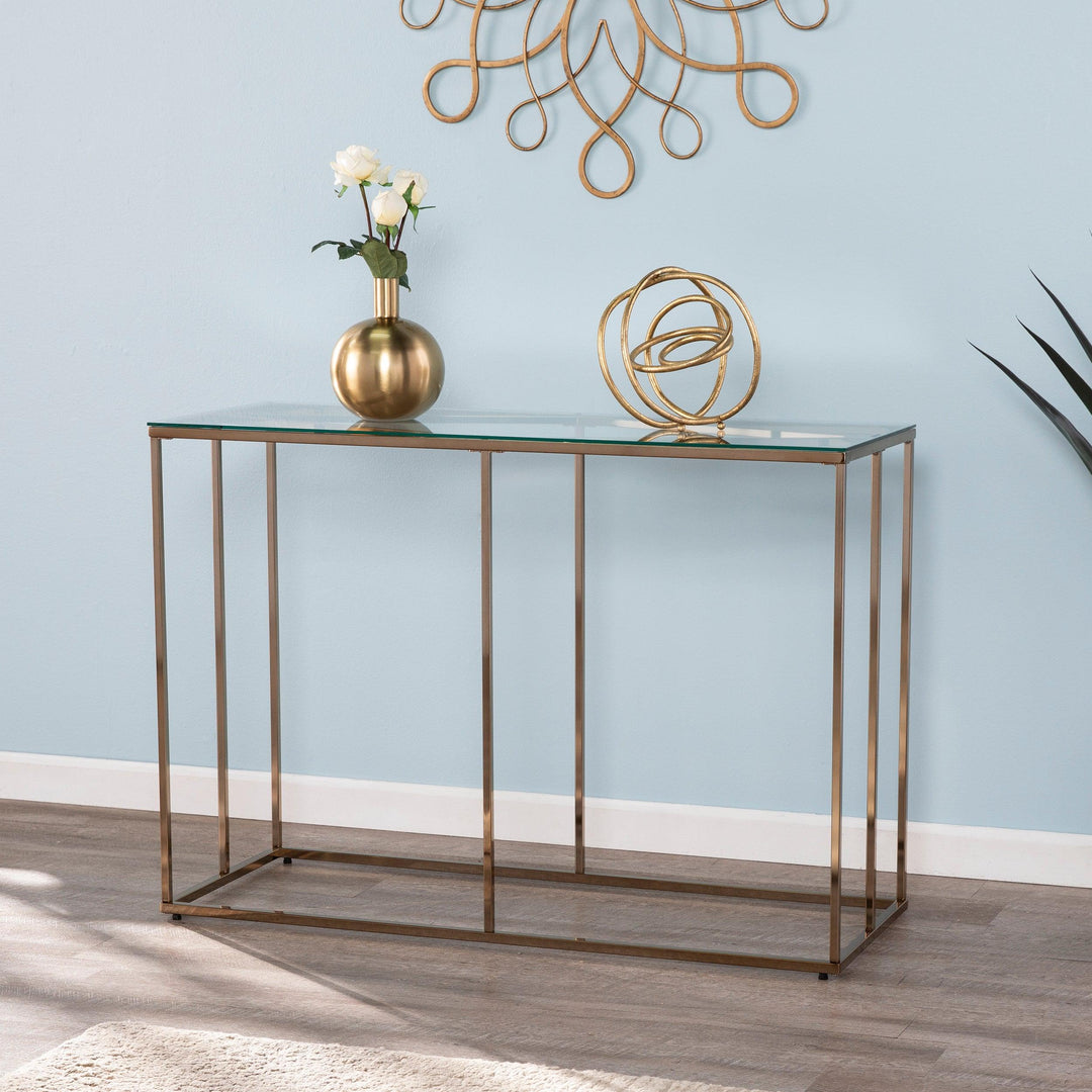 SwayLiving Nicholance Contemporary Glass-Top Console Table CONSOLE TABLES