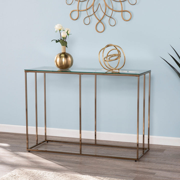 SwayLiving Nicholance Contemporary Glass-Top Console Table CONSOLE TABLES