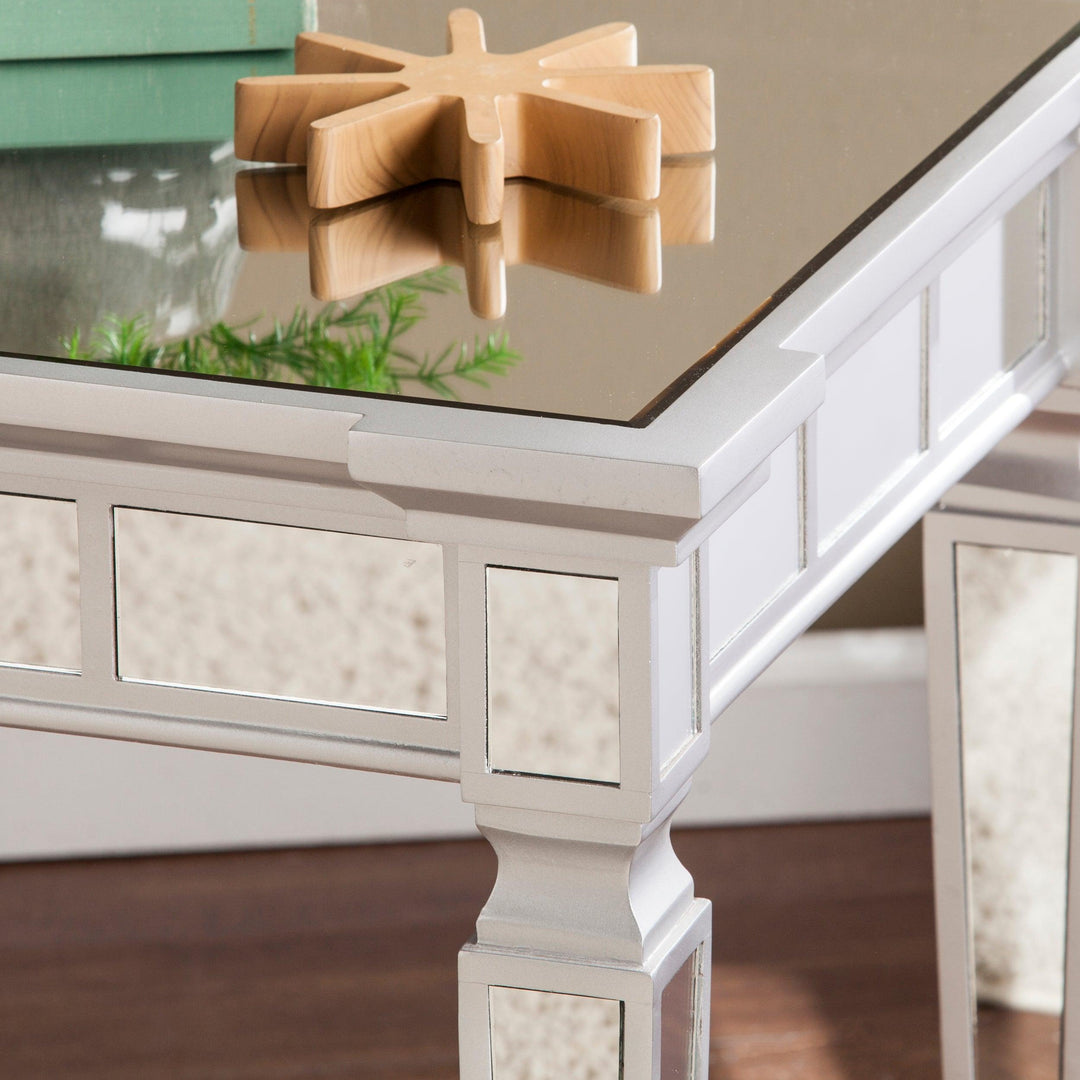 SwayLiving Glenview Glam Mirrored Square End Table - Matte Silver ACCENT TABLES