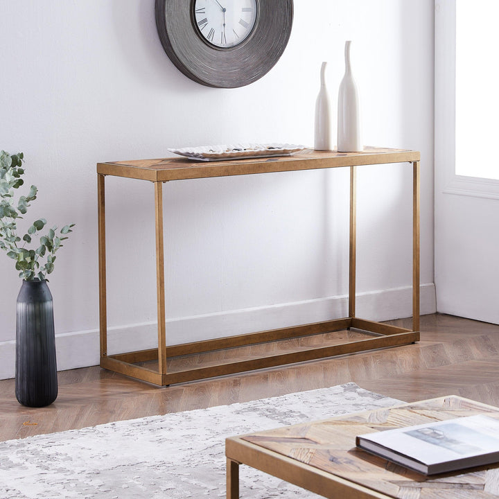SwayLiving Dorville Reclaimed Wood Patchwork Console Table CONSOLE TABLES