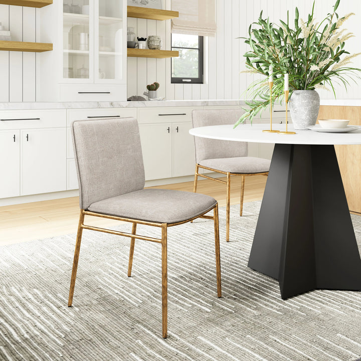 SwayLiving Nordvest Dining Chair Beige & Gold - Set of 2 DINING CHAIRS