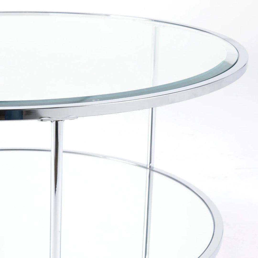 SwayLiving Risa Round Coffee Table w/ Storage - Chrome COFFEE TABLES