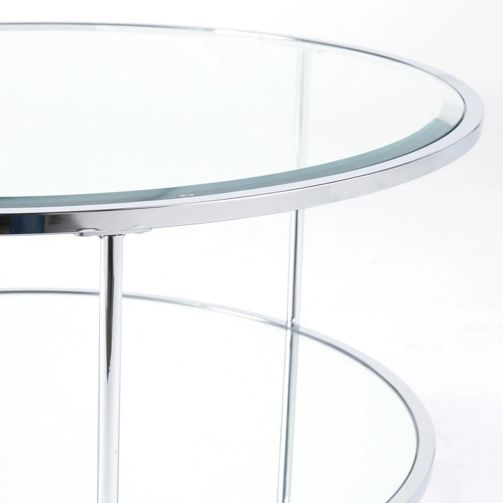 SwayLiving Risa Round Coffee Table w/ Storage - Chrome COFFEE TABLES