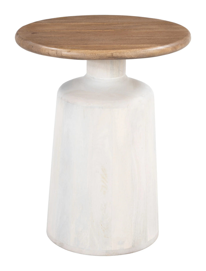 SwayLiving Goblet Side Table Brown & White ACCENT TABLES