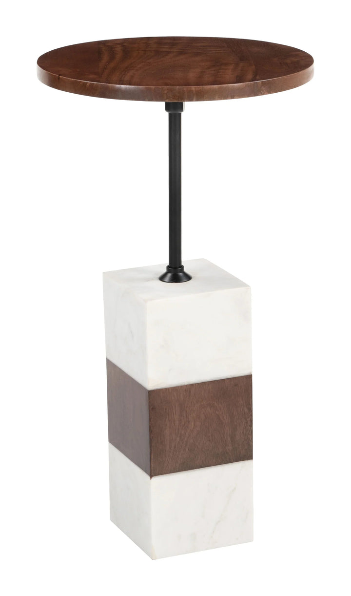 SwayLiving Stuk Side Table Brown & White ACCENT TABLES