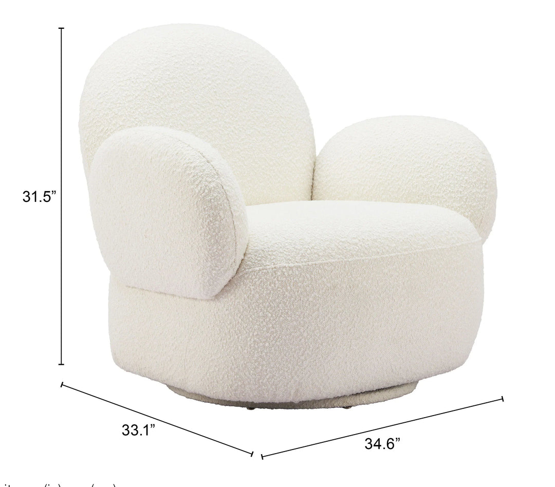 SwayLiving Pilka Swivel Chair White ACCENT + LOUNGE CHAIRS