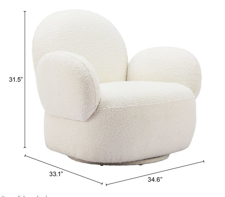 SwayLiving Pilka Swivel Chair White ACCENT + LOUNGE CHAIRS