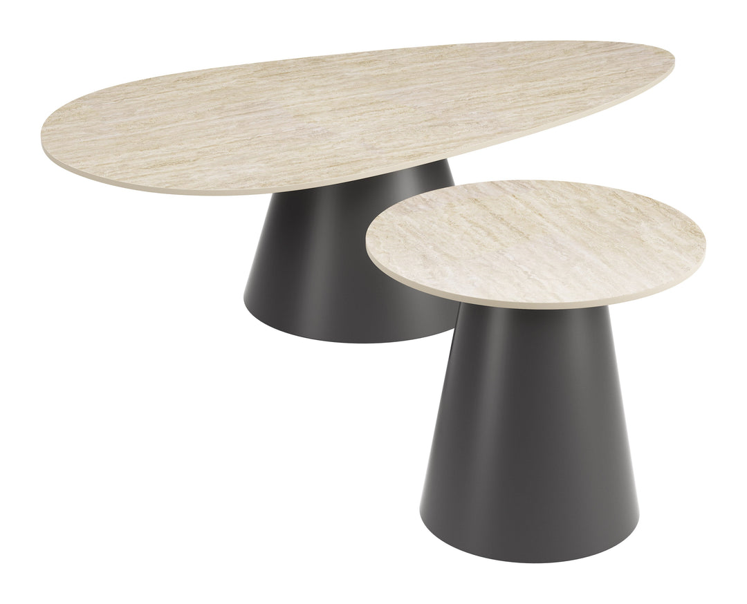 Reyes Coffee Table Set (2-Piece) Natural & Black