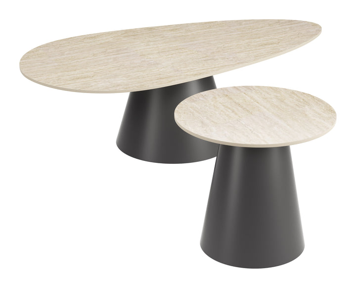 Reyes Coffee Table Set (2-Piece) Natural & Black