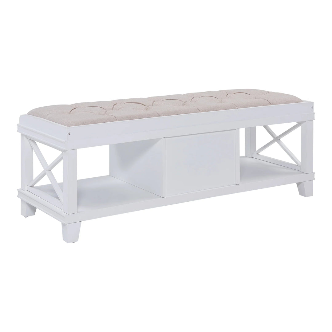 SwayLiving Wyndcliff White Upholstered Storage Bench BENCHES