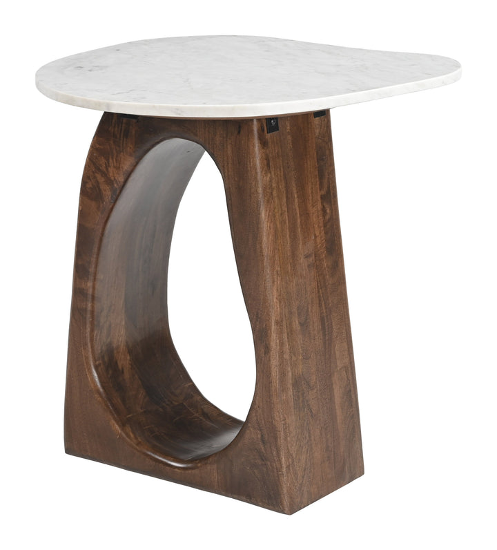Vara Side Table White & Walnut