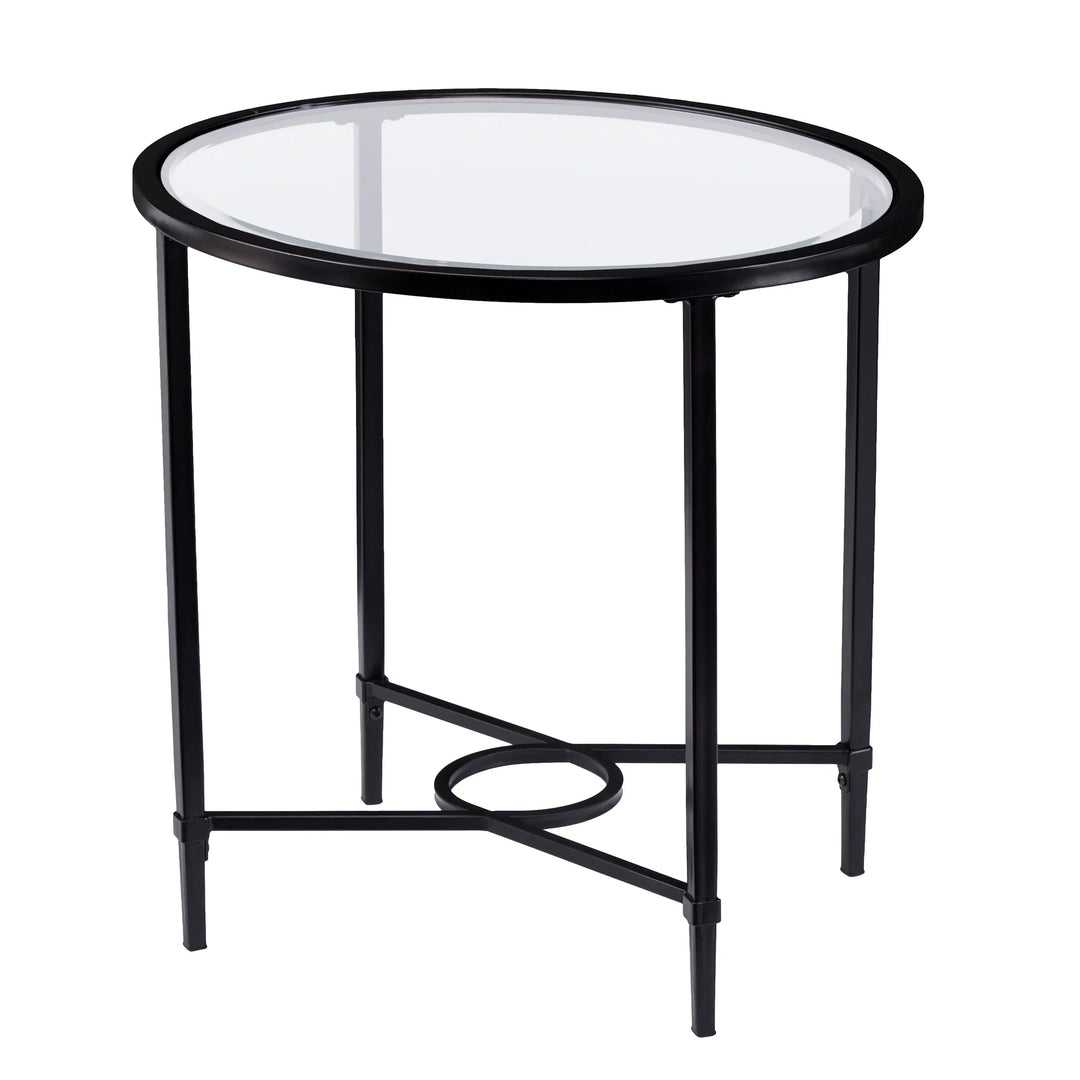 SwayLiving Quinton Metal/Glass Oval Side Table ACCENT TABLES