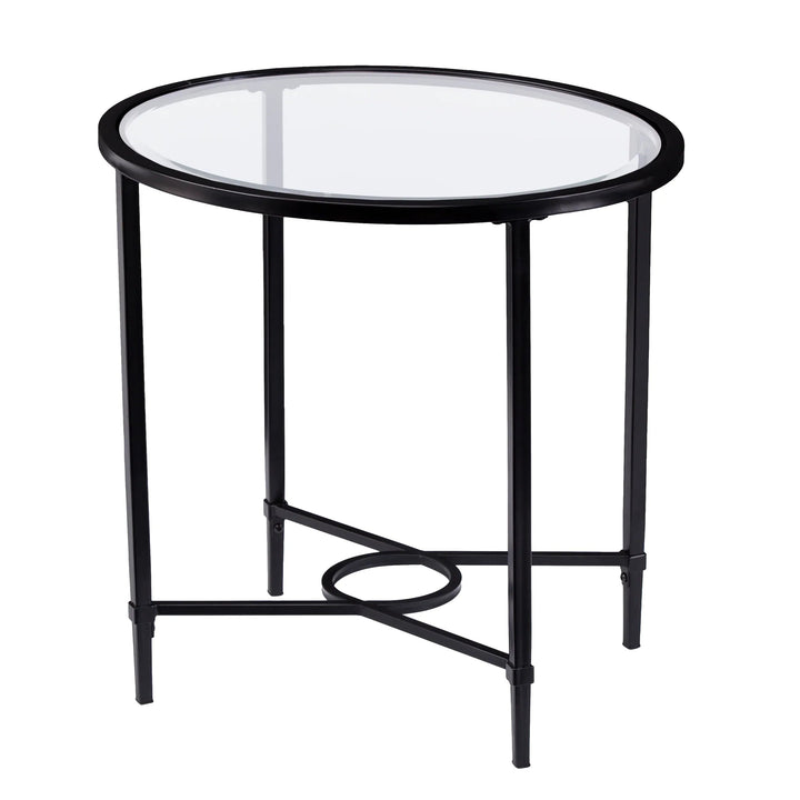 SwayLiving Quinton Metal/Glass Oval Side Table ACCENT TABLES