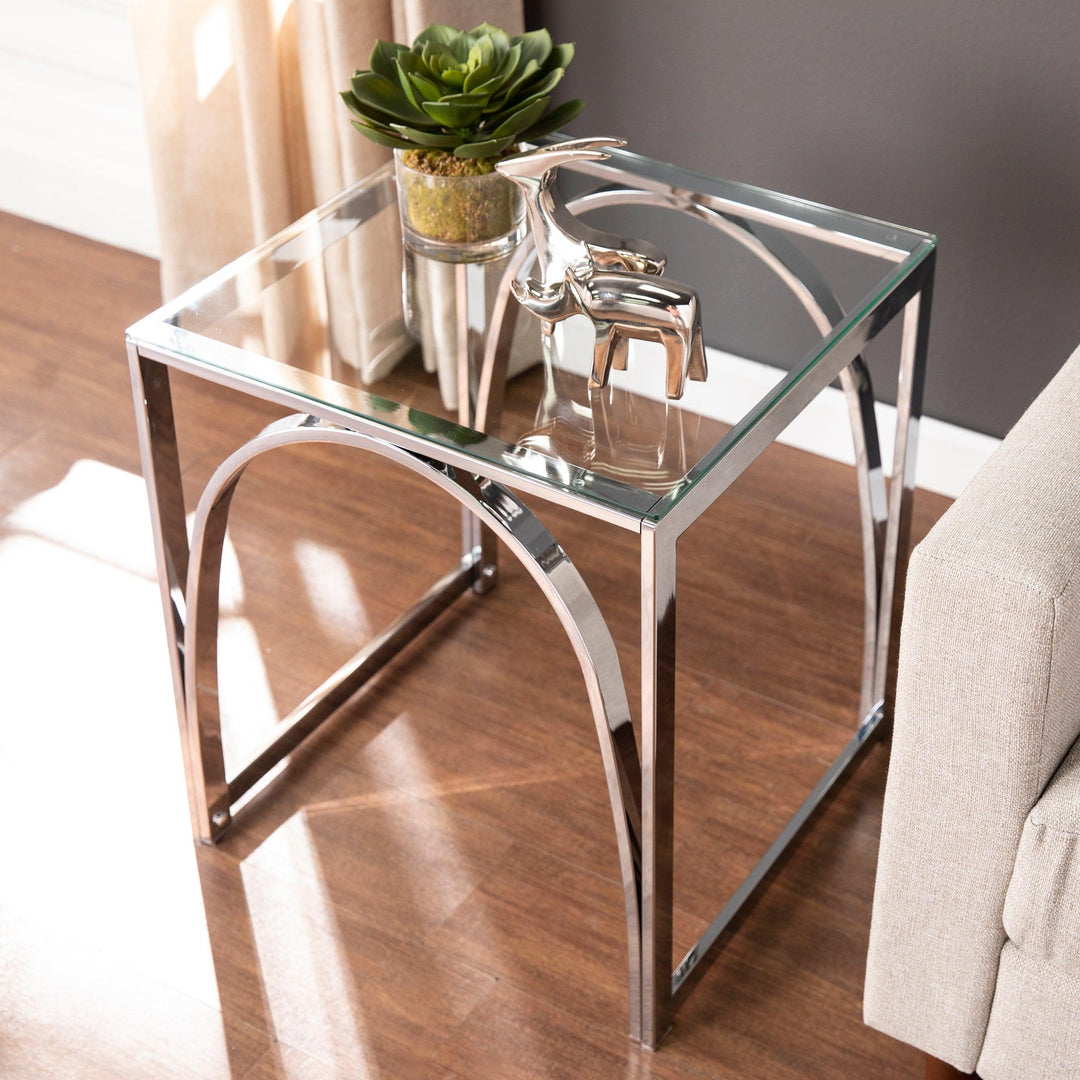 SwayLiving Stevenly Square Glass-Top End Table ACCENT TABLES