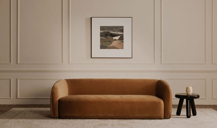 Faye Sofa Tan Faux Mohair