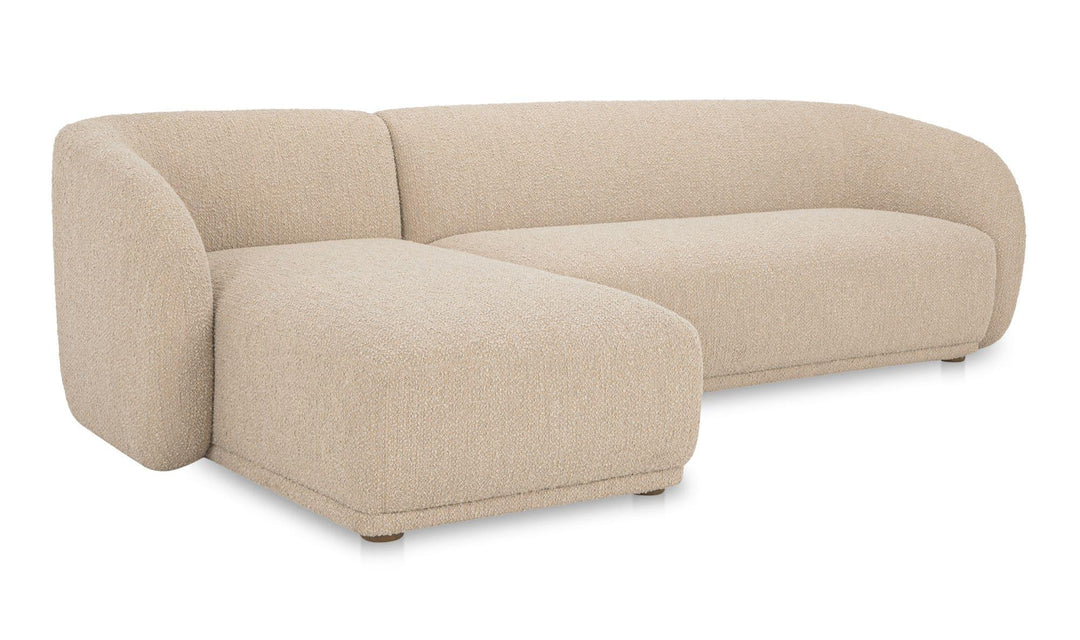 Faye Left Sectional Beige Boucle - SwayLiving